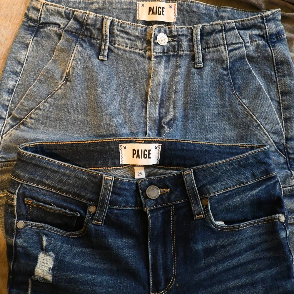 Lot of 2 Paige Women's 25 (27x28) Denim Jeans Distressed